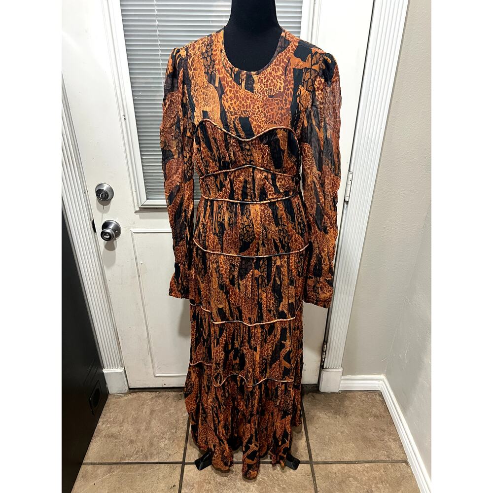 FARM Rio Giraffes Puff Sleeve Maxi Dress - Sz S - Picture 6 of 10